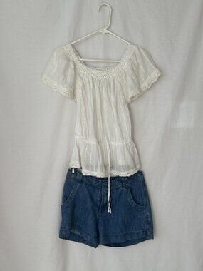 White Eyelet Forever 21 Cottagecore Tie-Waist Top